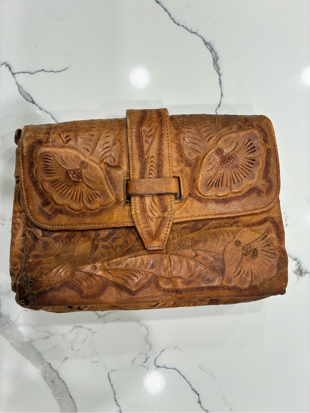 Vintage Collectible Authentic Artmex hand-tooled Leather handbag  AS IS